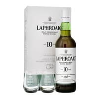 Laphroaig 10 Years Single Malt Whisky 70cl Ensemble avec deux verres