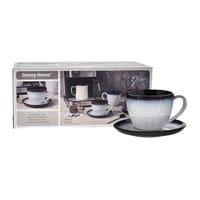 Danny Home Tassenset mit reaktiver Glasur blau / weiss 30cl 6-teilig