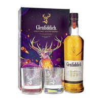 Glenfiddich 15 Years Single Malt Whisky 70cl Chinese New Year Coffret Cadeau avec 2 Verres