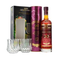 Centenario 20 Años Rum 70cl, Set avec 2 verres Tumbler
