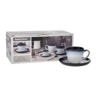 Danny Home Set de tasses avec glaçure réactive bleu / blanc 10cl 6 pièces