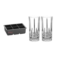 Spiegelau Perfect Serve Collection Set mit 2 Longdrink Gläser und Eiswürfelform