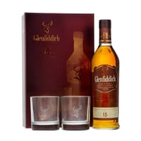 Glenfiddich 15 Years Single Malt Whisky Set mit 2 Gläsern 70cl