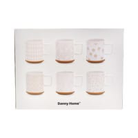 Danny Home Set de tasses beige avec divers motifs 40cl 6 pièces