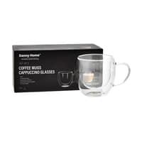 Danny Home Doppelwandiges Cappuccino Glas 20cl mit Henkel 2er-Set