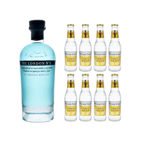 The London Gin No.1 Blue Gin 70cl avec 8x Fever Tree Premium Indian Tonic Water