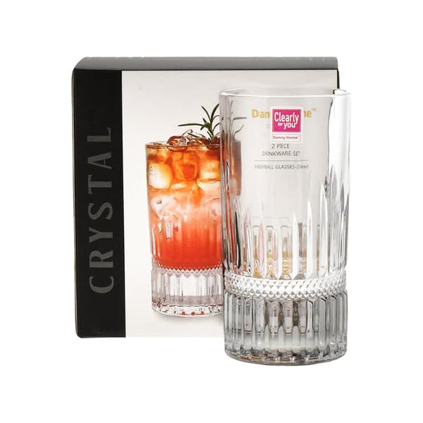 Danny Home Verre à pied Vertical Cut Highball 31cl, pack de 2