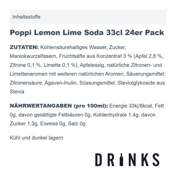 Poppi Lemon Lime Soda 33cl 24er Pack