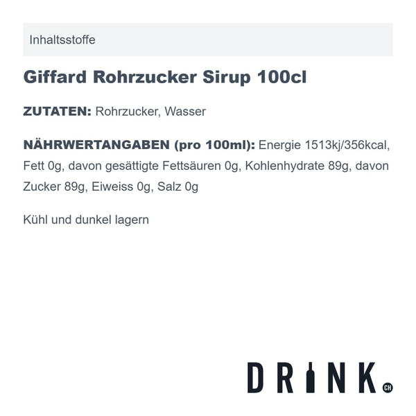 Giffard Rohrzucker Sirup 100cl