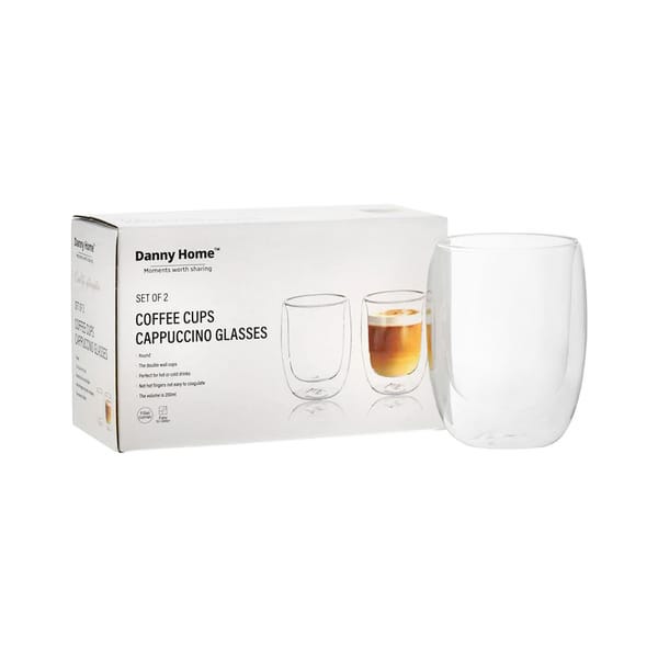 Danny Home Verre à cappuccino à double paroi 20cl, pack de 2