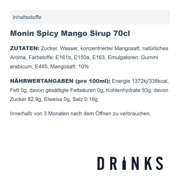 Monin Sirop de Mangue Epices 70cl