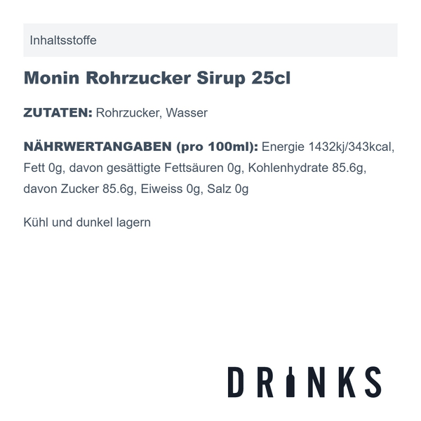 Monin Rohrzucker Sirup 25cl