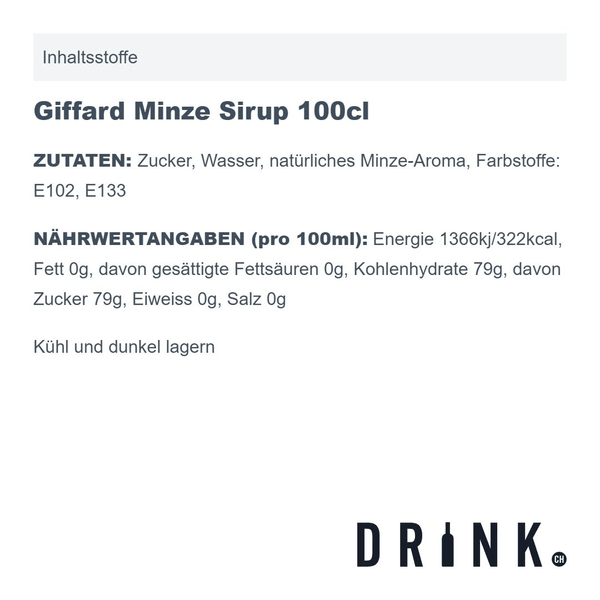 Giffard Minze Sirup 100cl