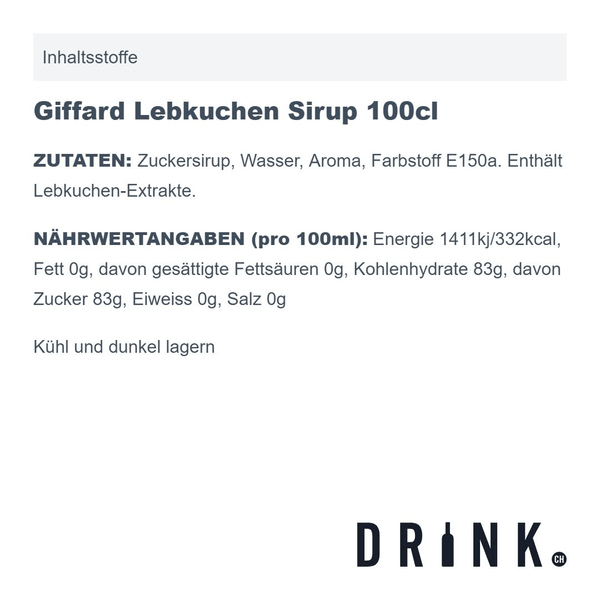 Giffard Lebkuchen Sirup 100cl