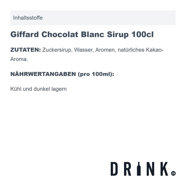 Giffard Chocolat Blanc Sirup 100cl