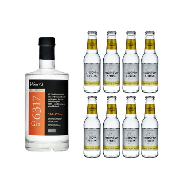 Gin 6317 50cl mit 8x Swiss Mountain Spring Classic Tonic Water