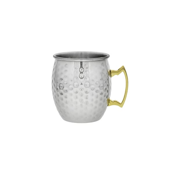 Coupe en cuivre argentée avec anse en or