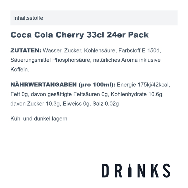 Coca Cola Cherry 33cl 24er Pack