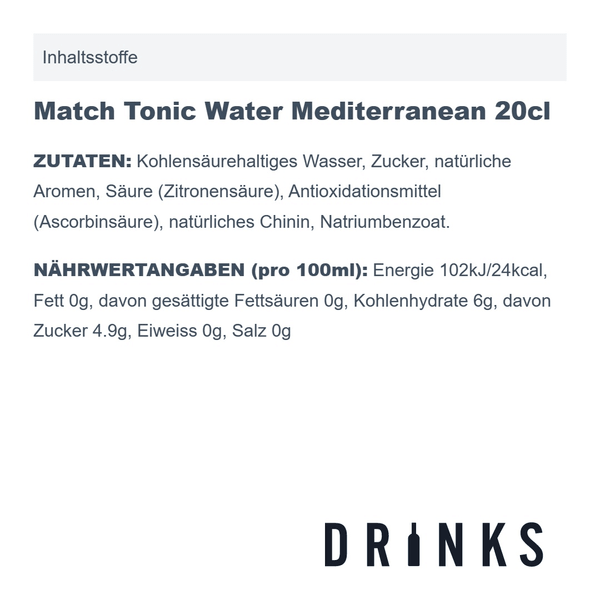 Match Tonic Water Mediterranean 20cl 4er Pack