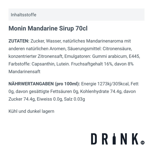 Monin Mandarine Sirup 70cl