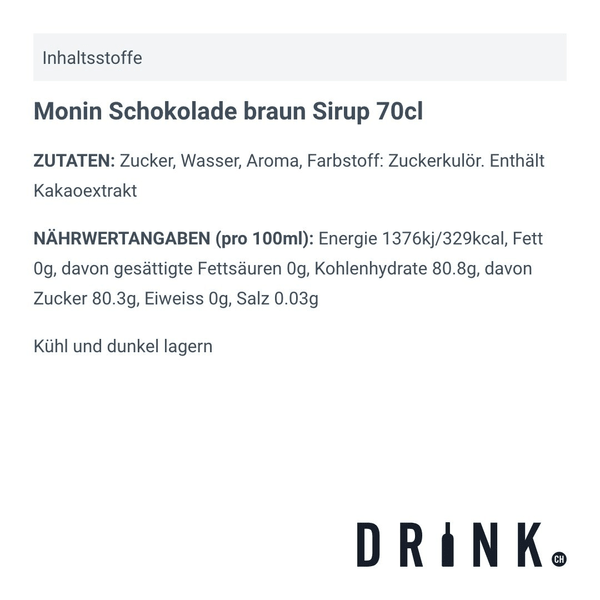 Monin Schokolade braun Sirup 70cl