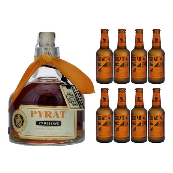 Pyrat XO Reserve Rum 70cl mit 8x Aqua Monaco Hot Ginger