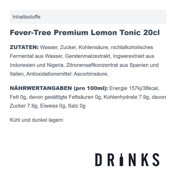 Fever-Tree Lemon Tonic 20cl Pack de 4