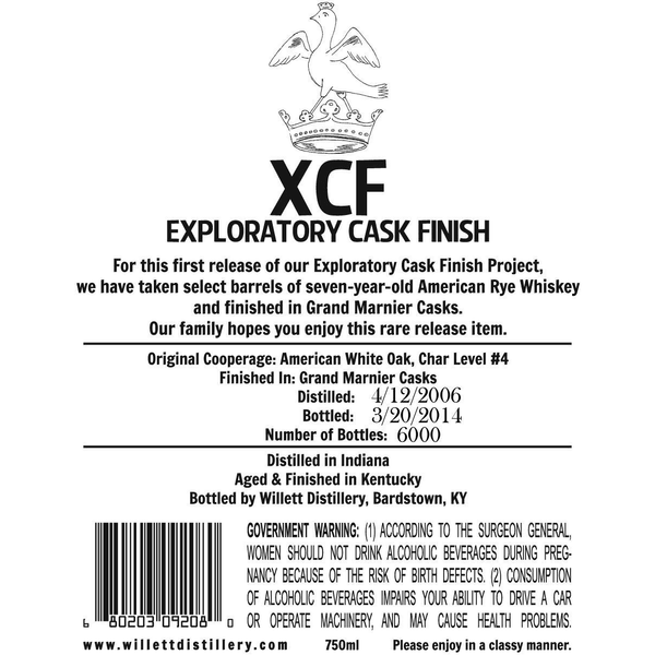 Willett XCF Rye Whiskey 75cl