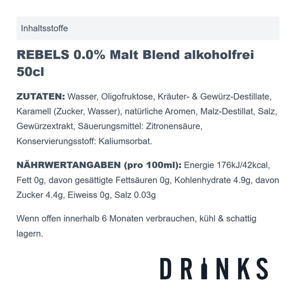 REBELS 0.0% Malt Blend sans alcohol 50cl