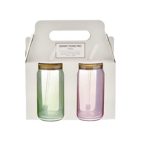 Danny Home Green and Pink Shimmer Trinkglas 2x50cl Set