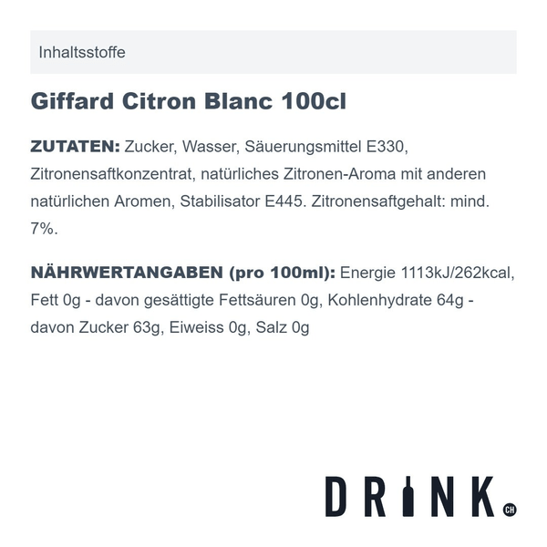 Giffard Citron Blanc 100cl