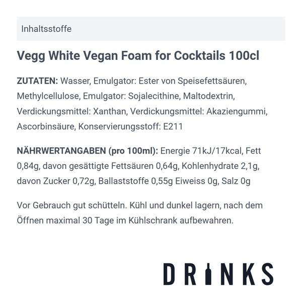 Vegg White Vegan Foam for Cocktails 100cl