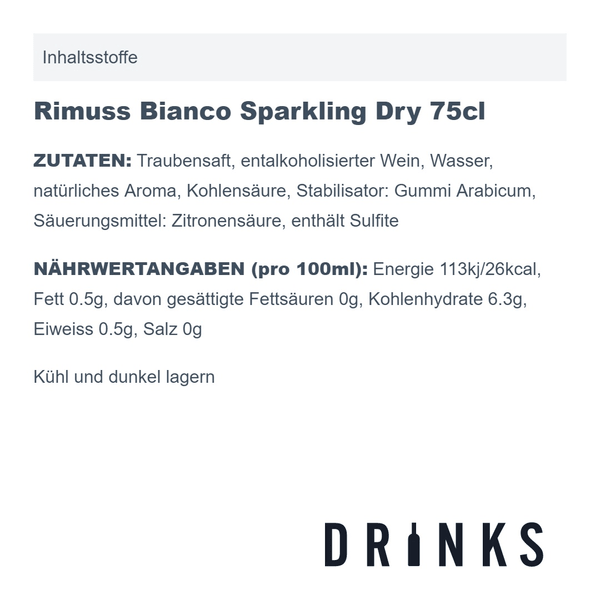 Rimuss Bianco Sparkling Dry 75cl