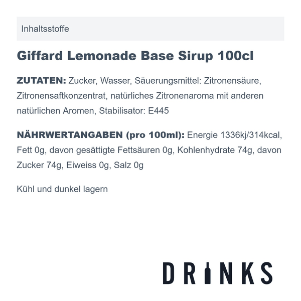 Giffard Sirop de base pour limonade 100cl