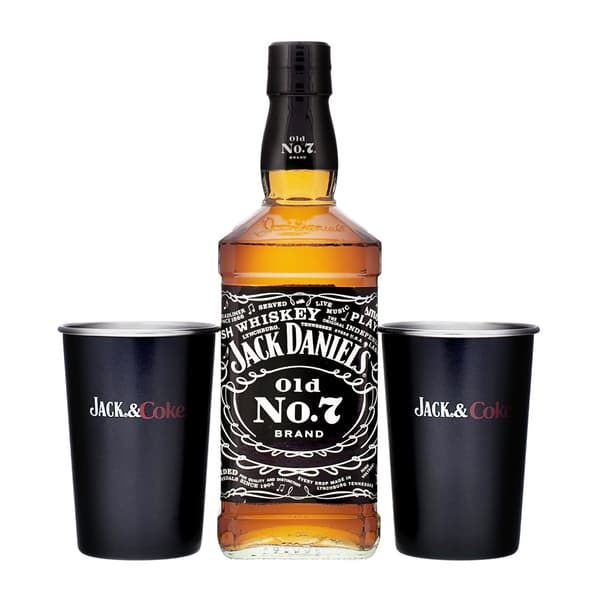 Jack Daniel's Tennessee Whiskey Old No.7 Music Lable Edition 70cl Set avec Jack & Coke Cups et Livret de Recettes