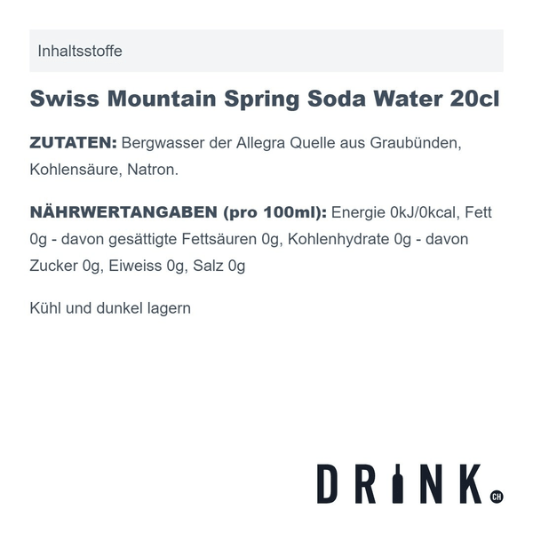 Swiss Mountain Spring Soda Water 20cl 4er Set