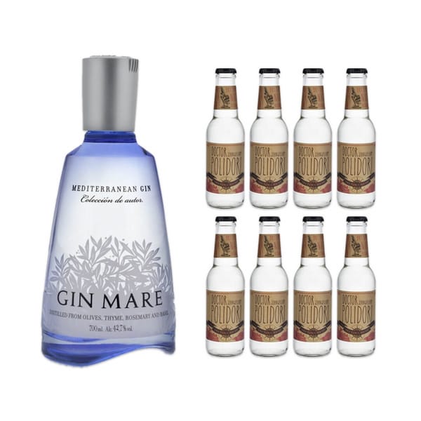 Gin Mare Mediterranean Gin 70cl avec 8x Doctor Polidori's Dry Tonic Water