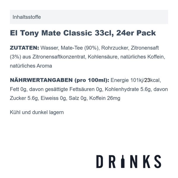 El Tony Mate Classic 33cl, Pack de 24