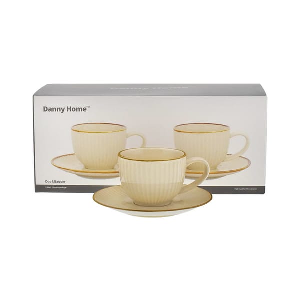 Danny Home Tassenset Ripple Beige 12cl 6-teilig