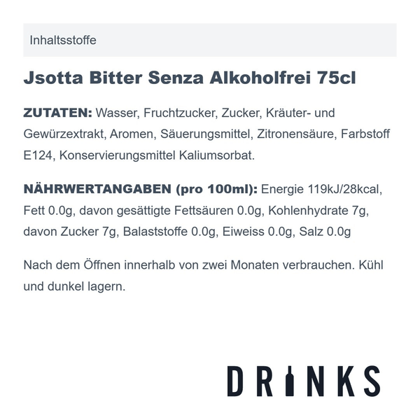 Jsotta Bitter Senza Alkoholfrei 75cl