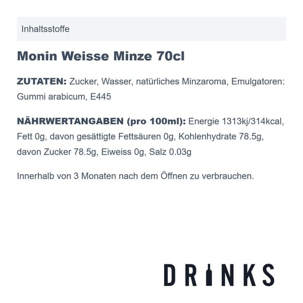 Monin Sirop de Menthe Glaciale 70cl