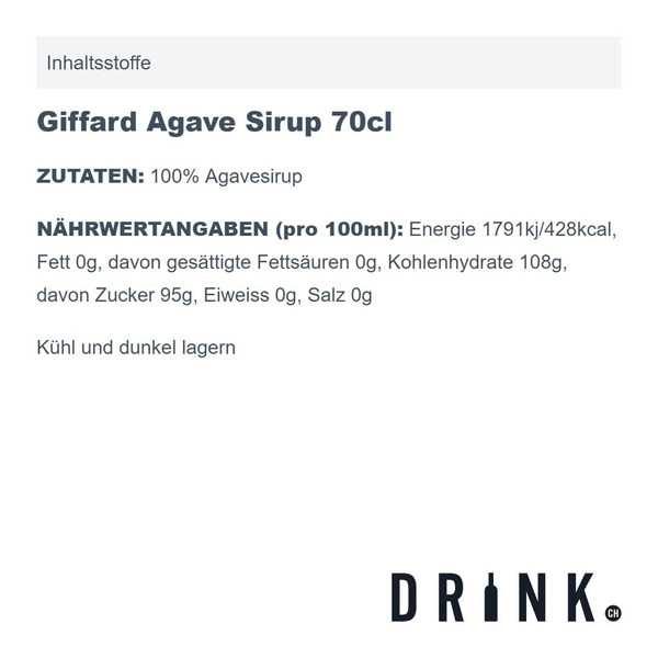 Giffard Agave Sirup 70cl