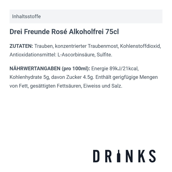 Drei Freunde Rosé sans alcool 75cl