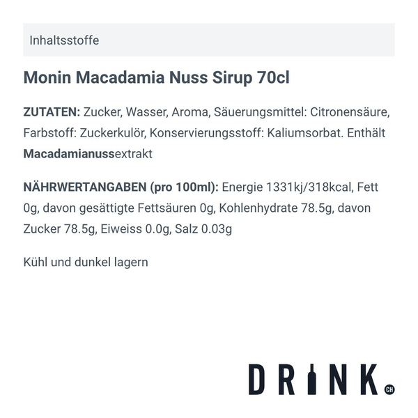 Monin Macadamia Nuss Sirup 70cl