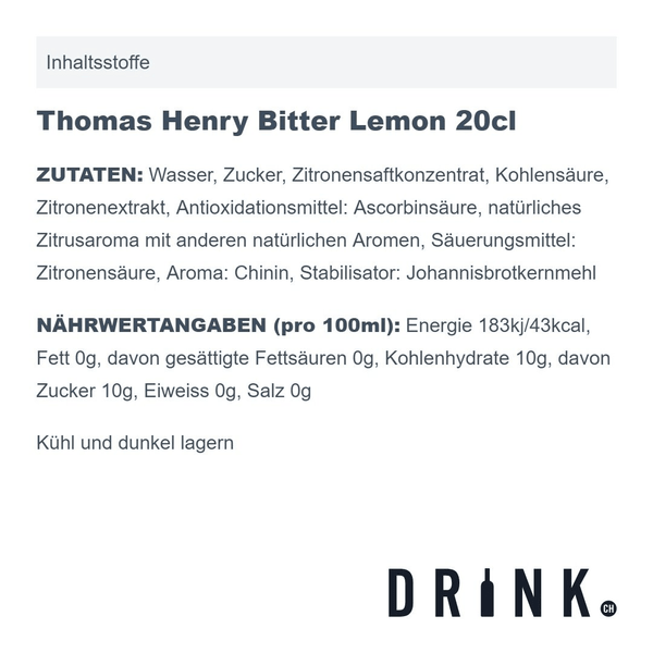 Thomas Henry Bitter Lemon 20cl Pack de 4