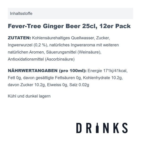 Fever-Tree Ginger Beer 25cl, 12er Pack