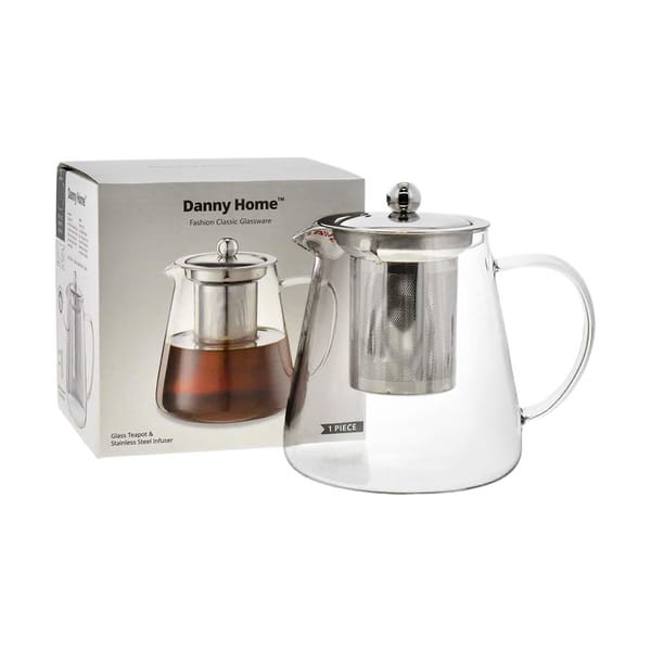 Danny Home Glas Teekanne 85cl mit integriertem Teesieb