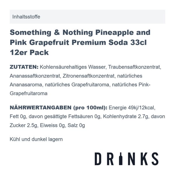 Something & Nothing Pineapple and Pink Grapefruit Premium Soda 33cl 12er Pack