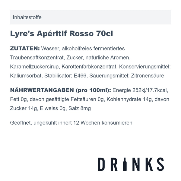 Lyre's Apéritif Rosso 70cl (sans alcool)