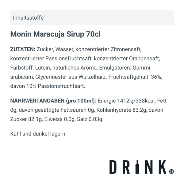 Monin Maracuja/Passionsfrucht Sirup 70cl